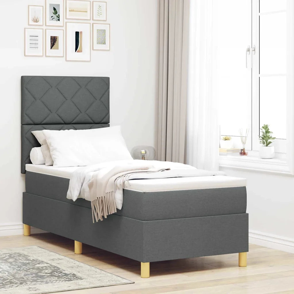 Letto a Sorgente LED Grigio scuro 80 x 200 cm Tessuto 3343132