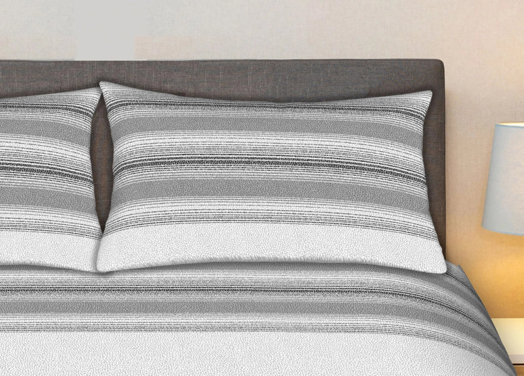 Completo Lenzuola Stiro Facile 100% Cotone Made Italy Effetto Seta Disegno Creo - Matrimoniale - Grigio