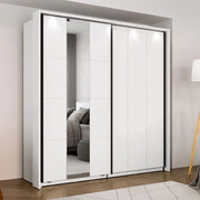 Armadio Camera da Letto Asilah, Guardaroba 2 Ante 2 Ripiani, 195x205h cm Bianco Opaco