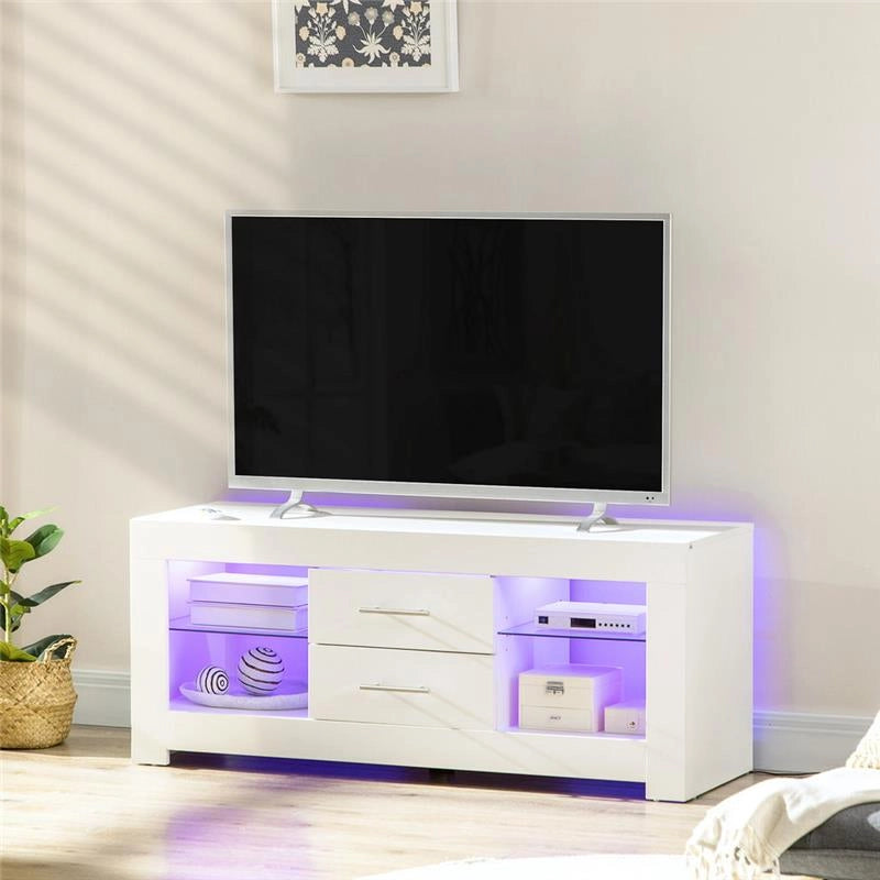 MOBILE PORTA TV DA 55" CON LUCI LED A 12 COLORI E TELECOMANDO LEGNO E VETRO