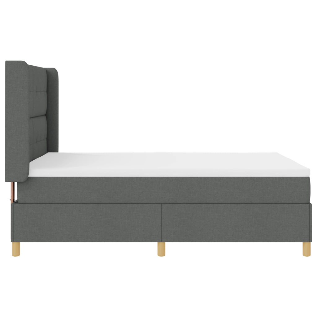 Letto Box Spring con Materasso e LED Grigio Scuro 140x200 cm Tessuto