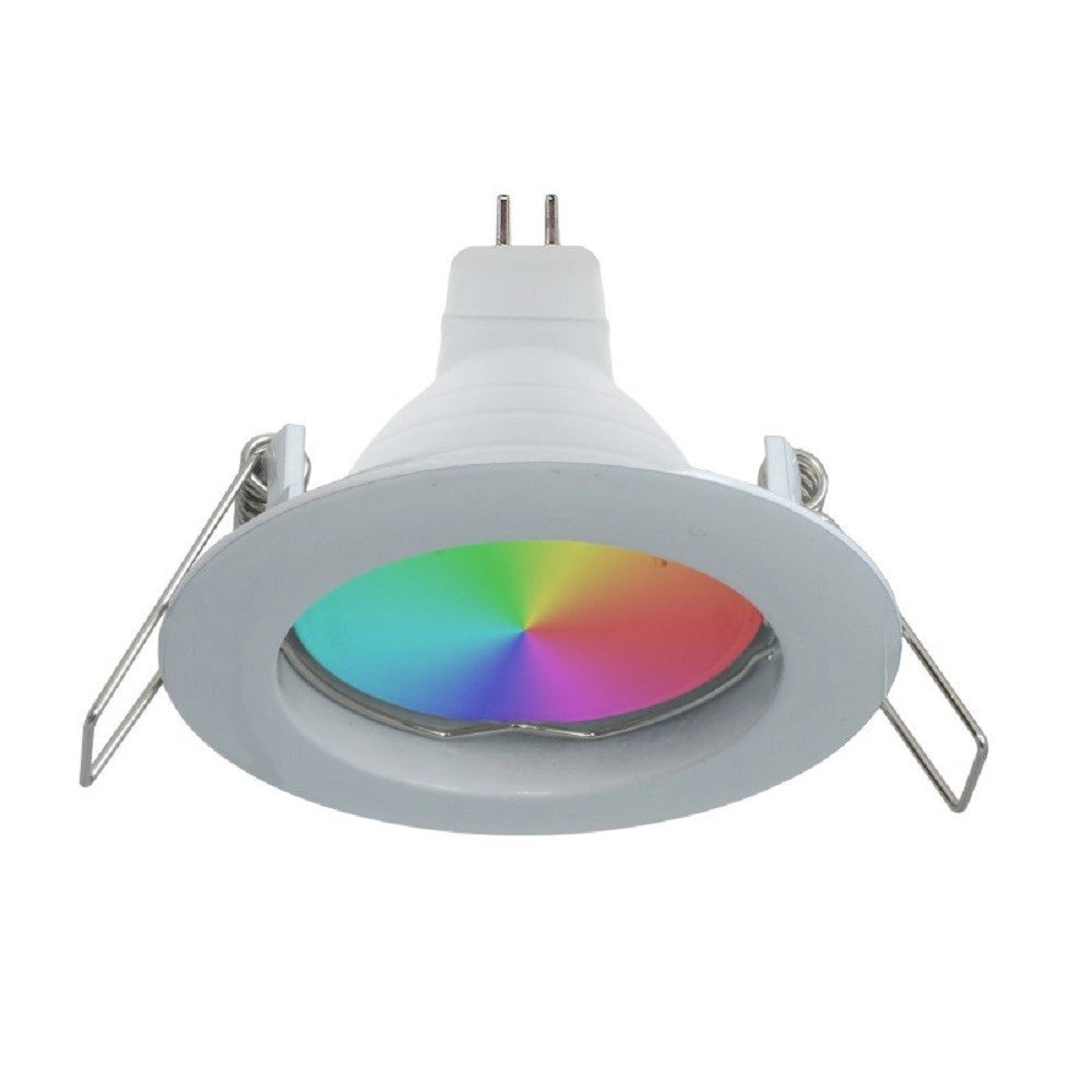 Trade Shop - Faretto Led Rgb+3000k 6w 12v Incasso 6cm Tondo Rgbw Effetti Luce Colorata Barca -