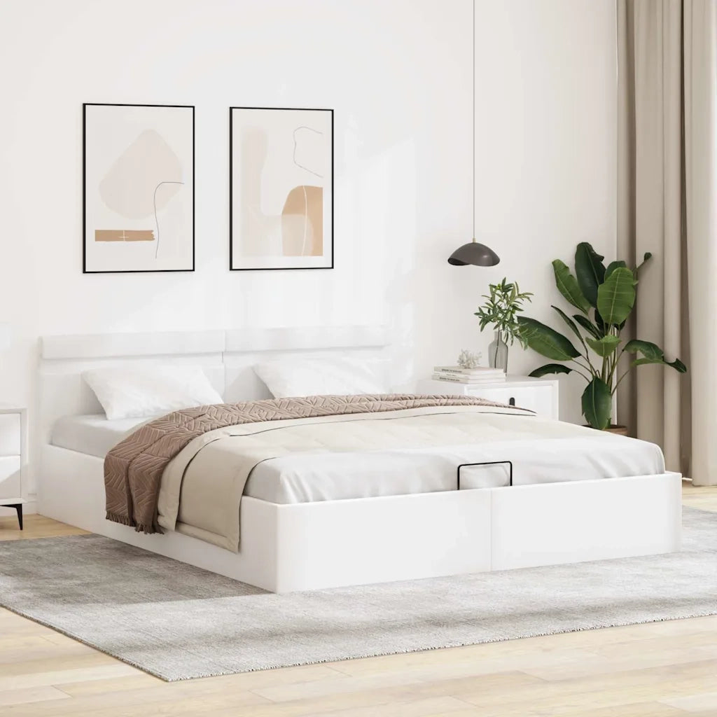 Giroletto Contenitore Idraulico LED Bianco Similpelle 180x200cm