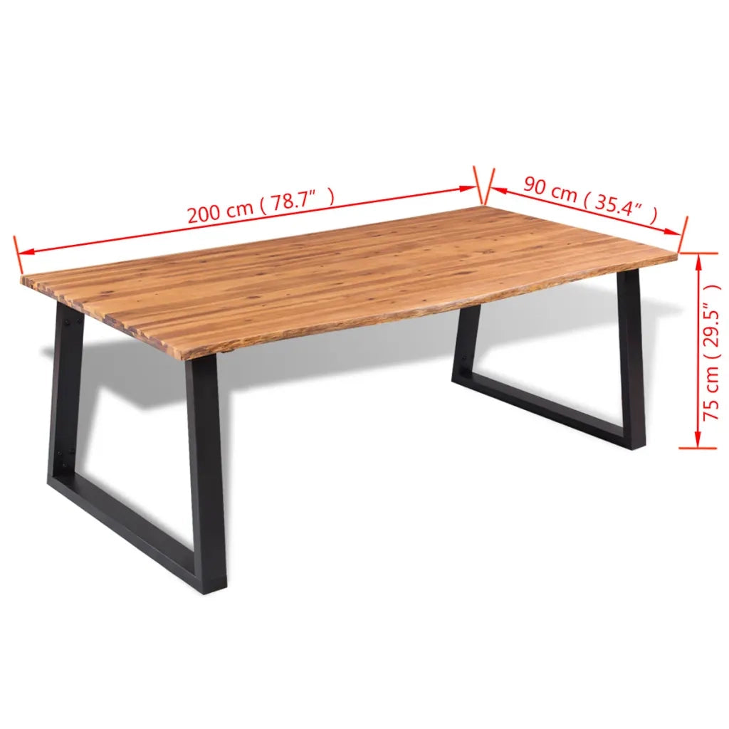 Tavolo da Pranzo Legno Massello Acacia 200x90 cm 244203