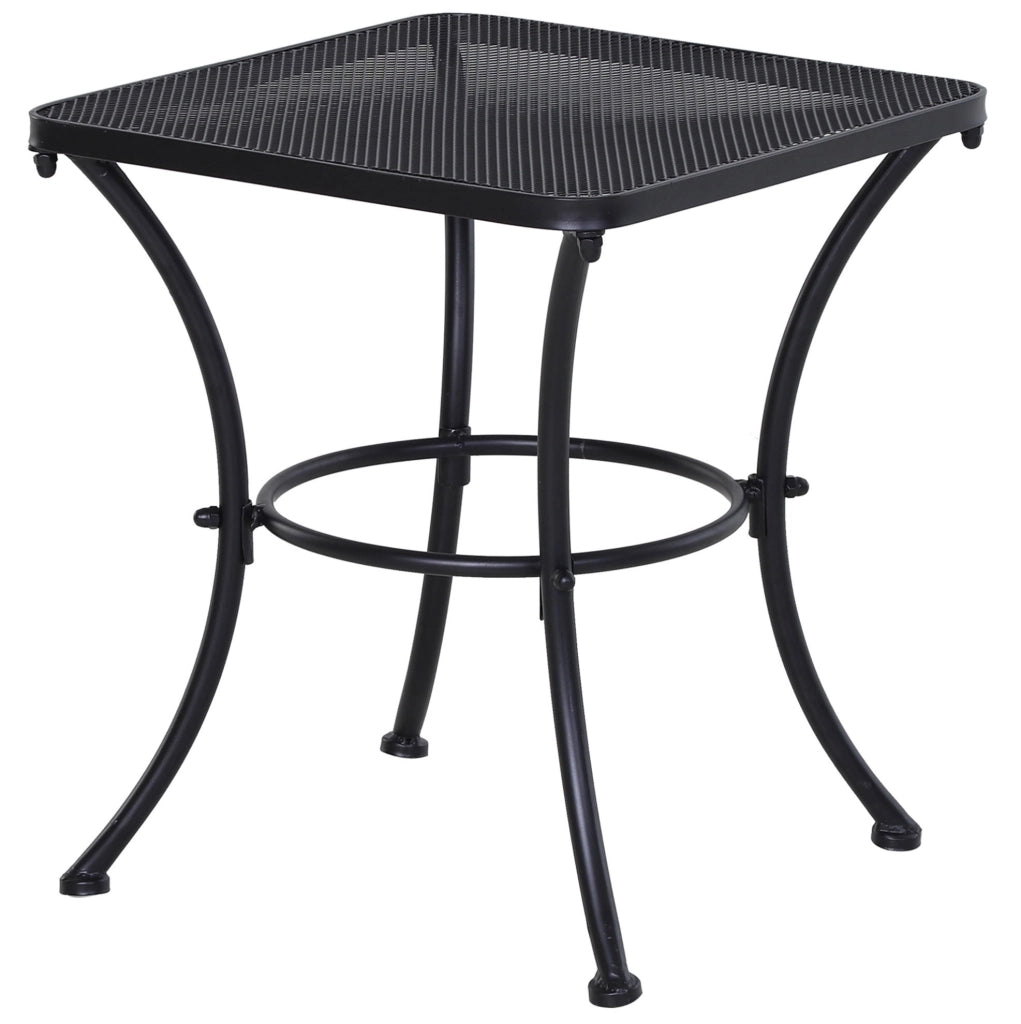 Tavolino da giardino nero in metallo 45x45x50 cm per balcone e terrazza
