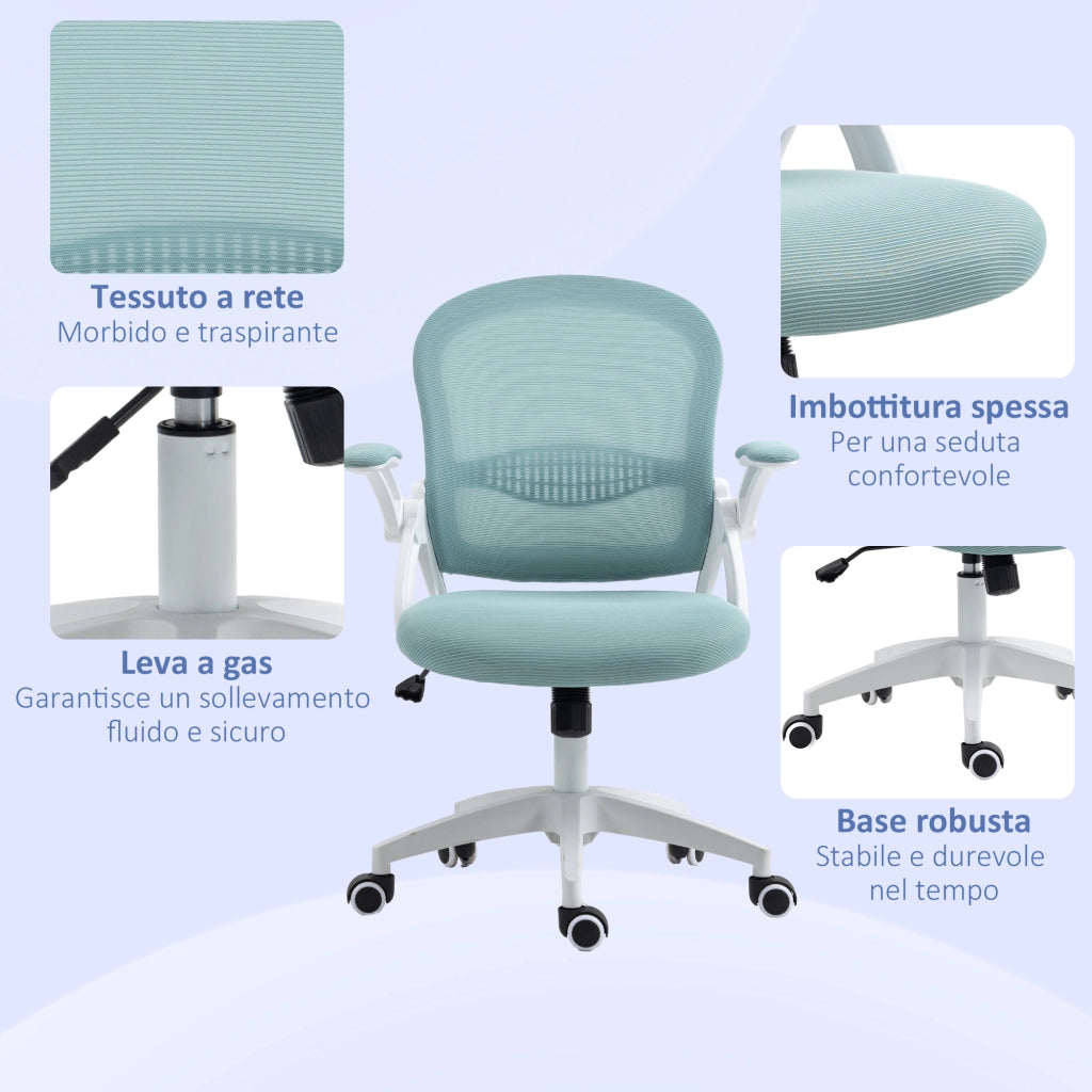 Sedia da Ufficio Ergonomica ¨C zephmum ¨C Schienale a Rete, Altezza Regolabile, Azzurro, 65.5x61.5x88-97.5cm