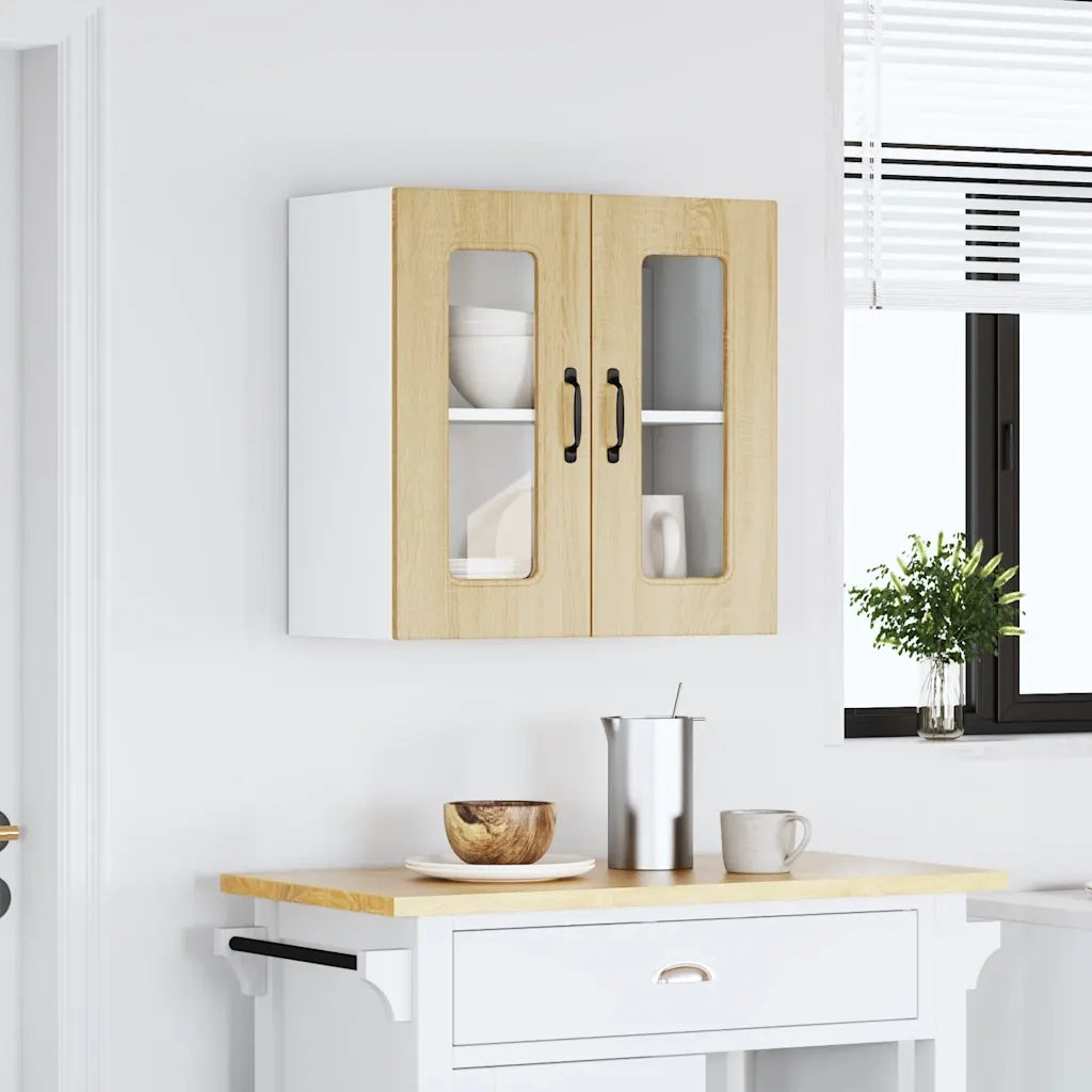 Pensile da Cucina con Porta in Vetro Kalmar Rovere Sonoma 853670