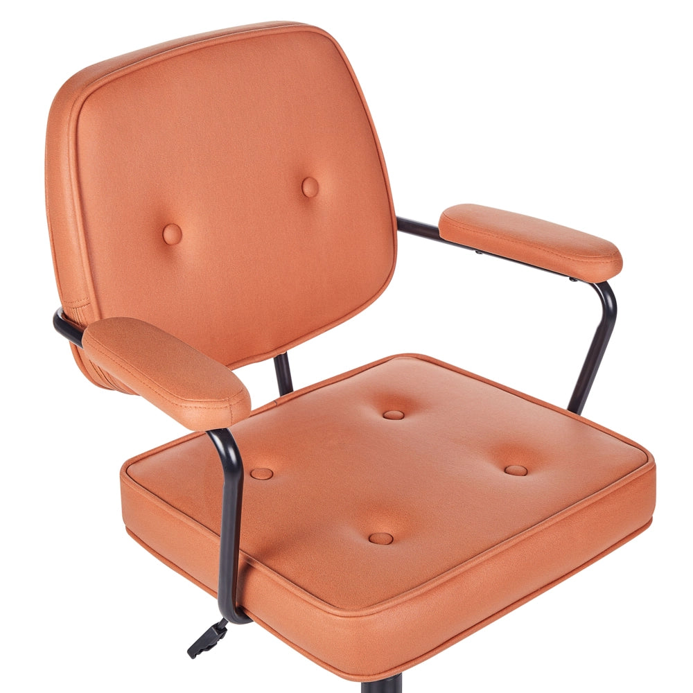 Sedia da ufficio in tessuto sintetica di colore arancione girevole con altezza regolabile e freno di sicurezza ufficio di casa studio
