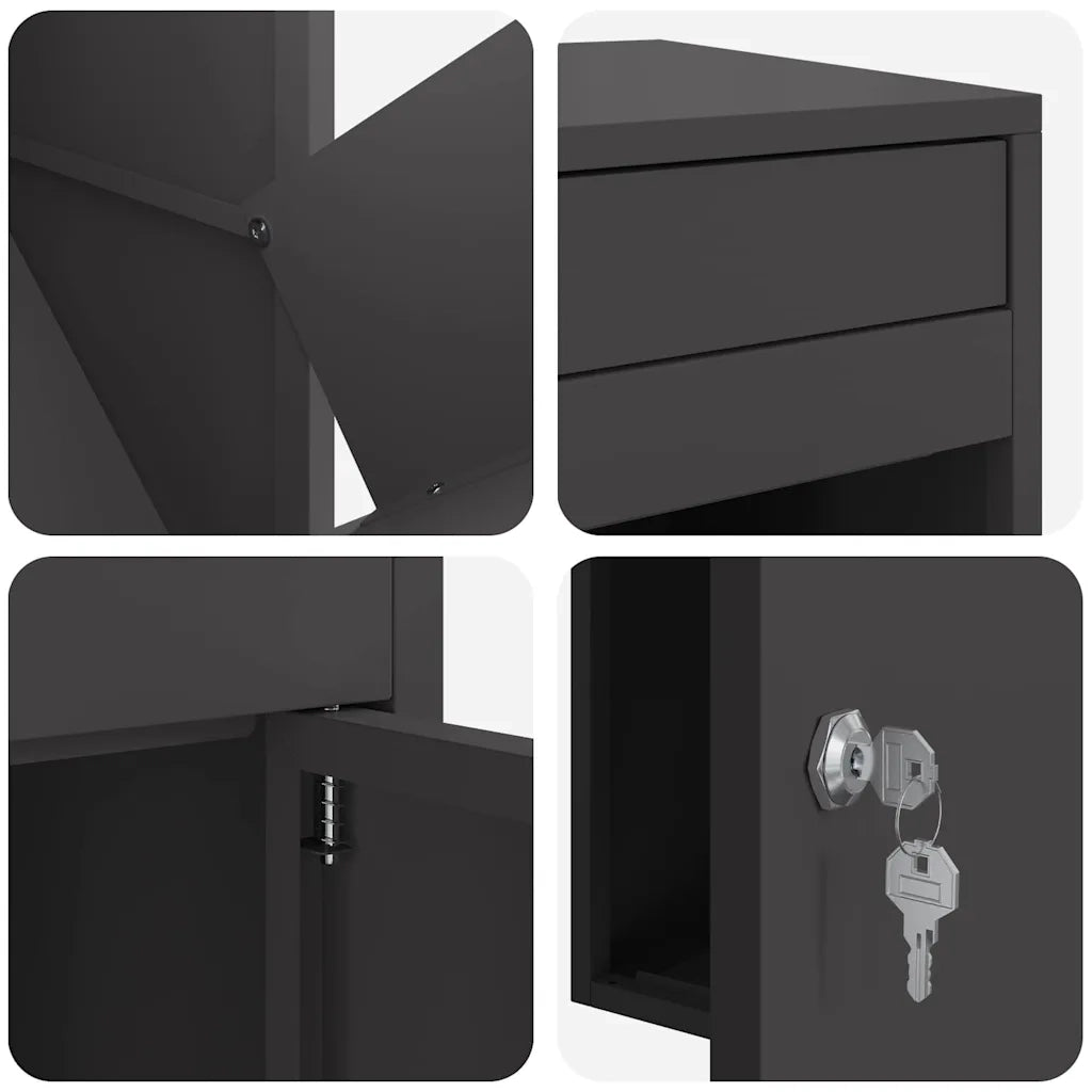 vidaXL Cassetta per pacchi Nero 41 x 38 x 103 cm Acciaio