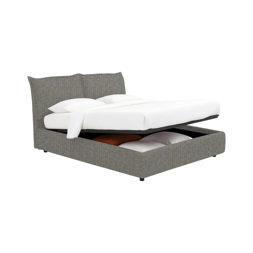 Penzance, Letto Piazza e Mezza Sfoderabile Made in Italy, Grigio Cenere