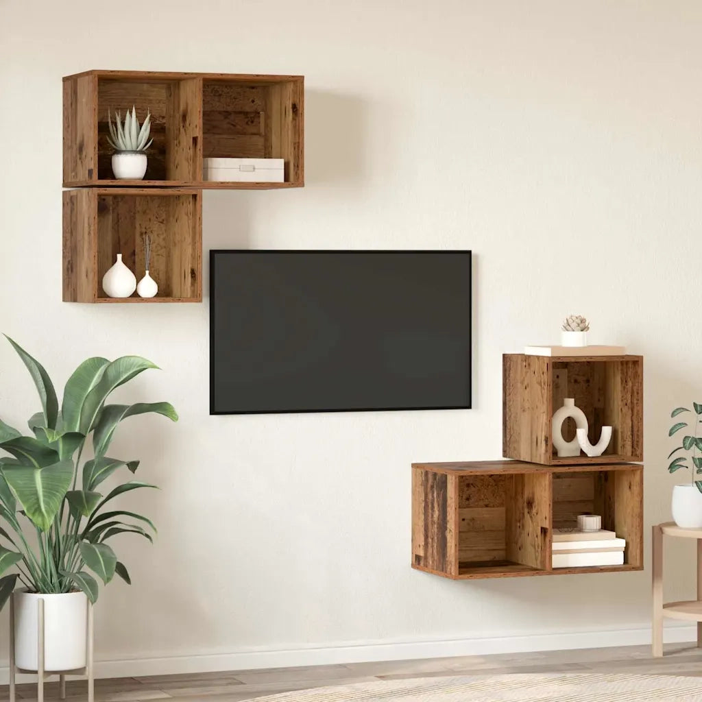 Set mobile TV 4 pcs Legno vecchio Legno multistrato 3393288