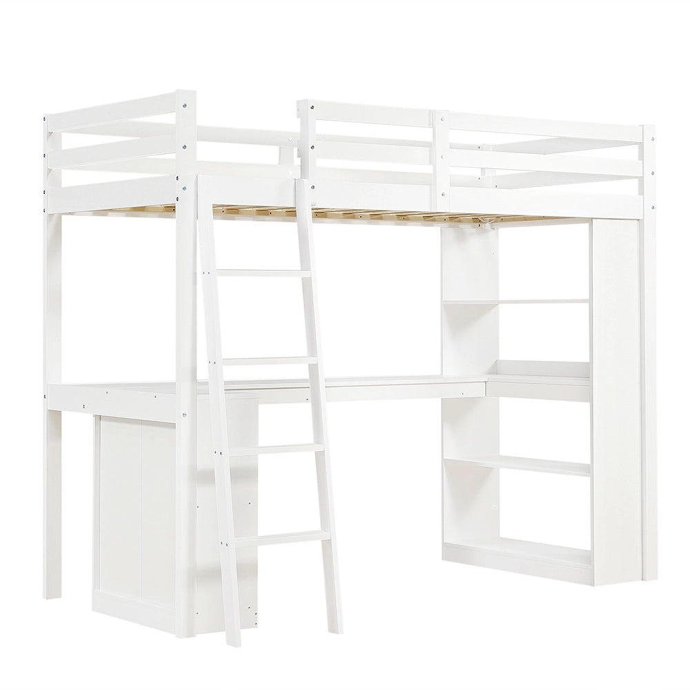 Letto a castello - Xylo - 90x200 cm contenitori feltro bianco