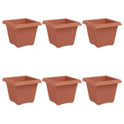 Fioriere | Cassetta per fiori | Vaso quadrato per fiori 6 pz Rosso Mattone 33 x 33 x 26 cm