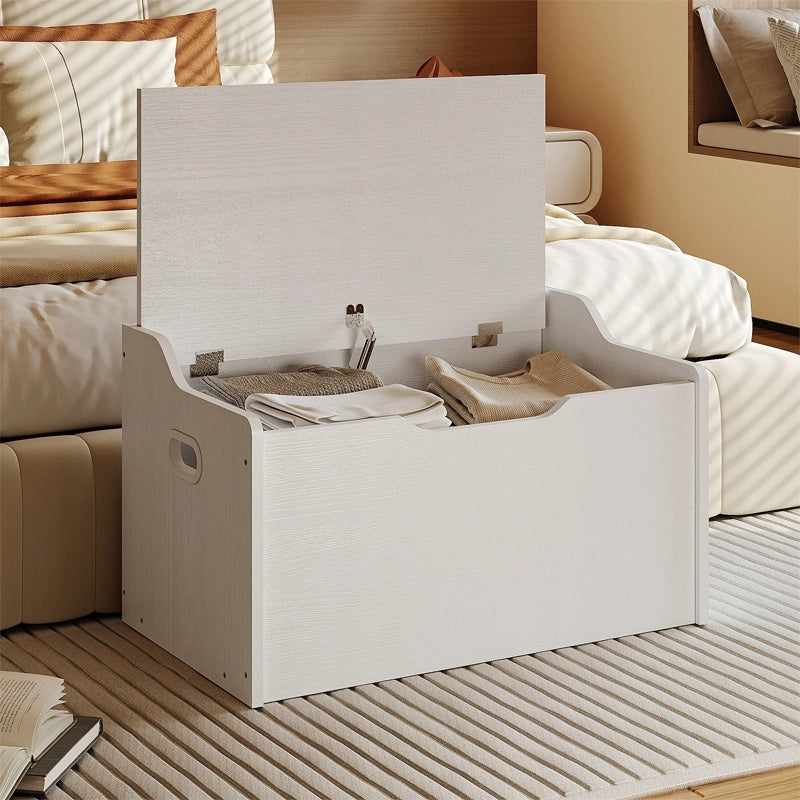 Cassapanca contenitore in legno di grandi dimensioni - Bianca, stile loft, 68 cm