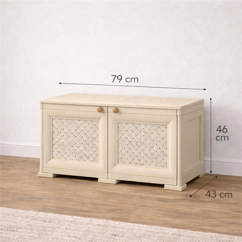ARMADIO BASSO EFFETTO LEGNO ANGORA 79X43X46 CM CON ANTA TRAFORATA, MOBILE TV E CONTENITORE PER VERANDA E BALCONE COPERTO