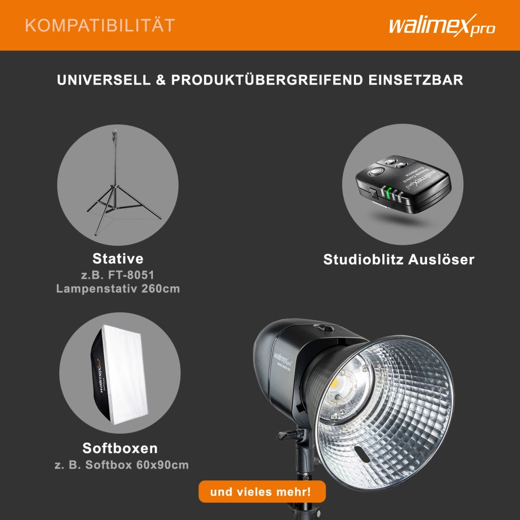 Newcomer 100 Flash fotografico con potenza di 100 Ws, con radio a 2,4 GHz, protezione contro surriscaldamento, per studio foto e video