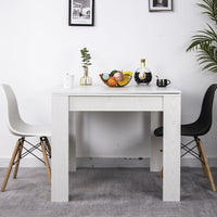 Tavolo da Pranzo Quadrato Allungabile 90x90 in Legno Bianco con Apertura a Libro