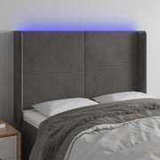 Testiera a LED-Testata con LED Grigio Scuro 147x16x118/128cm in Velluto 506707
