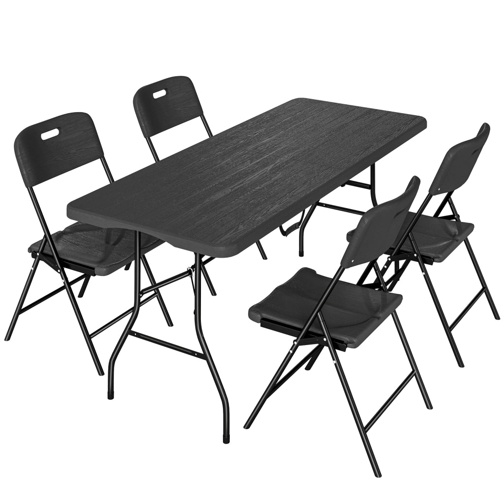 Set Tavolo e Sedie Pieghevole da Giardino ¨C Zephmum ¨C Grigio 5 Pezzi