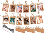 Fotokrans per Primo Anniversario - Slinga per Foto per Bambini - 1 a 12 Mesi - Carta Kraft - Slinga per Decorazione di Muro