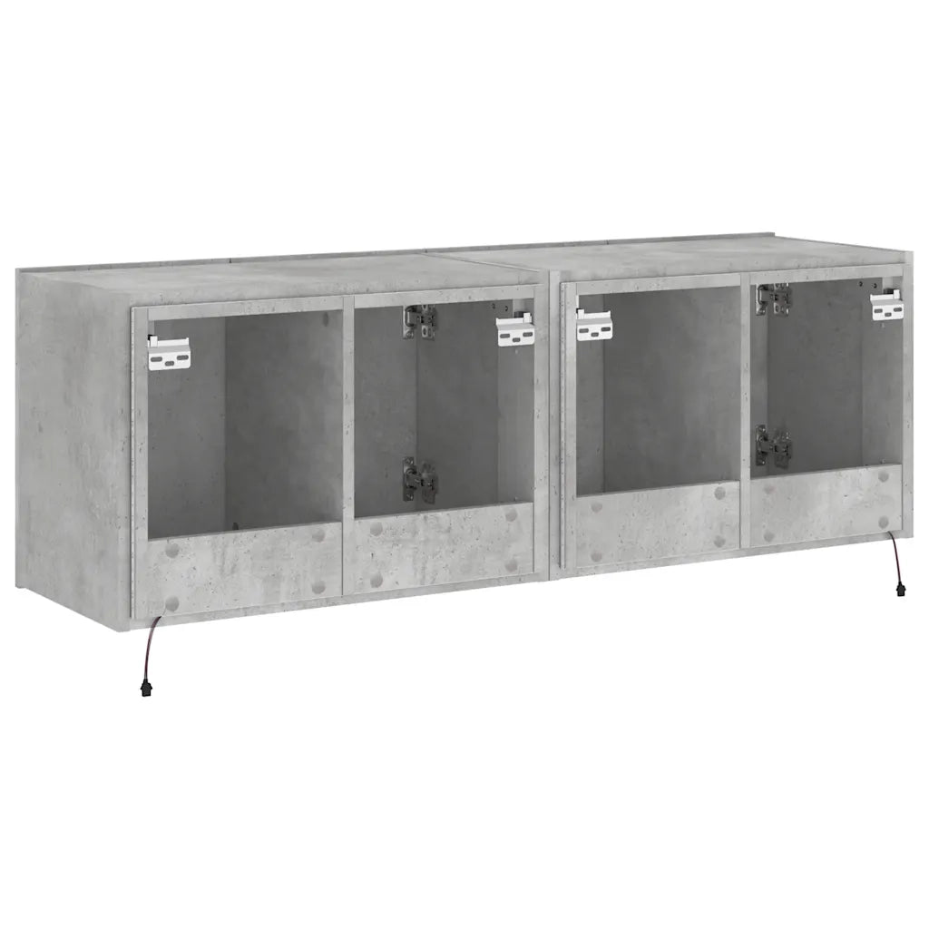 Mobili TV a Parete con Luci LED 2pz | Armadietto TV | Mobile Porta TV Grigio Cemento 60x35x41 cm