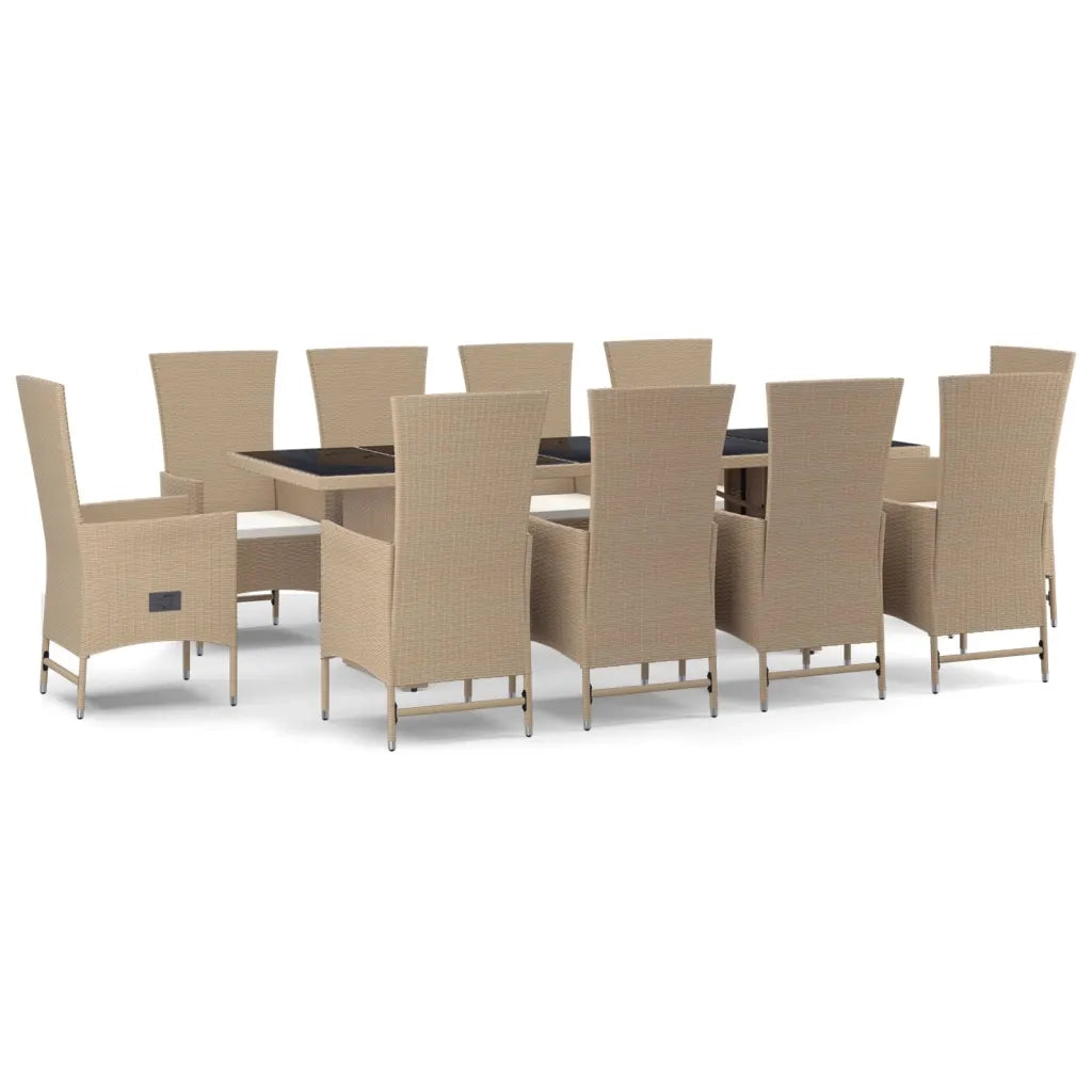 Set da Pranzo da Giardino 11 pz con Cuscini Beige in Polyrattan 3157574