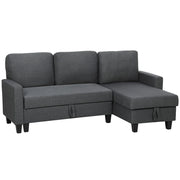 Divano Letto 3 Posti con Chaise e Contenitore ¨C Zephmum ¨C Tessuto Grigio 197x129x85 cm
