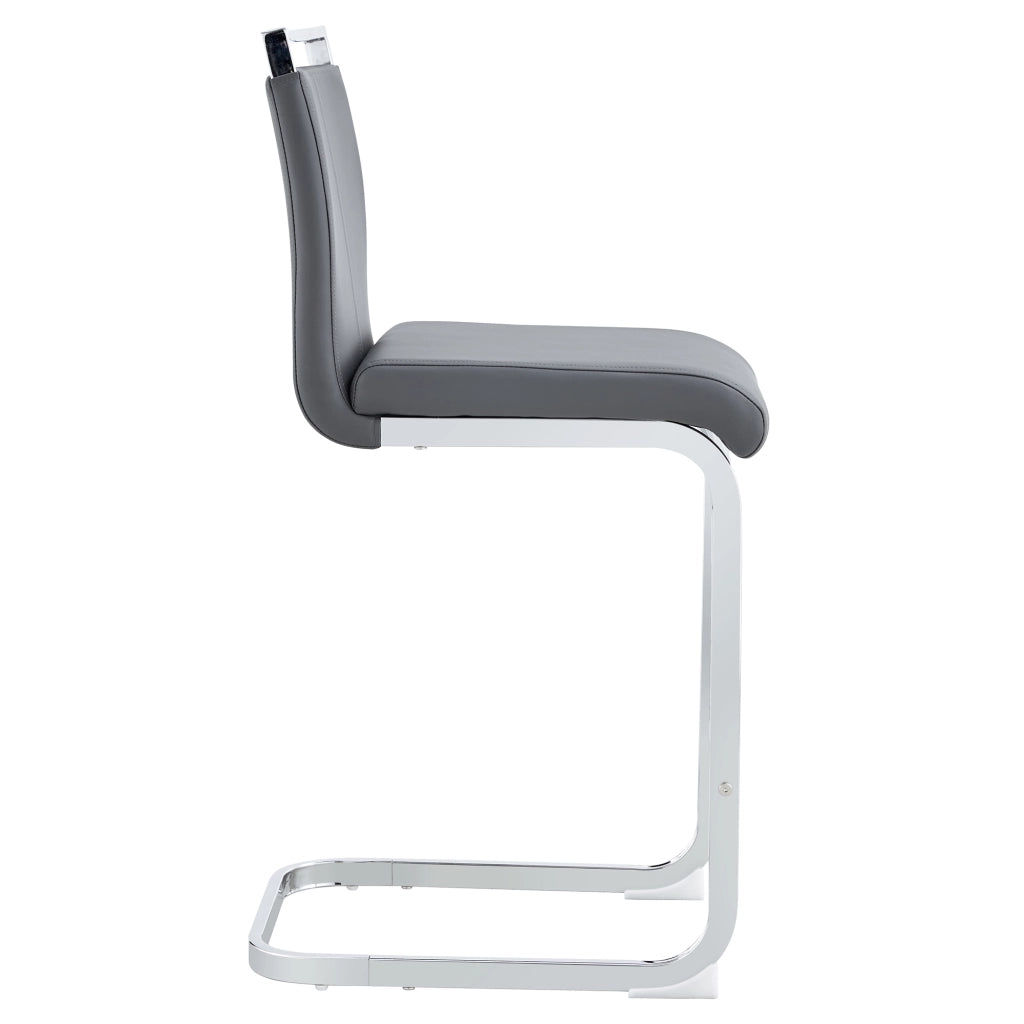 Sgabello da bar Set da 2 con Schienale e Poggiapiedi, Struttura in Metallo, per Cucina e Bancone, PU Grigio Scuro e Argento