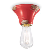 Plafoniera Vintage Tonda Media Ceramica Rossa 1 Luce E14