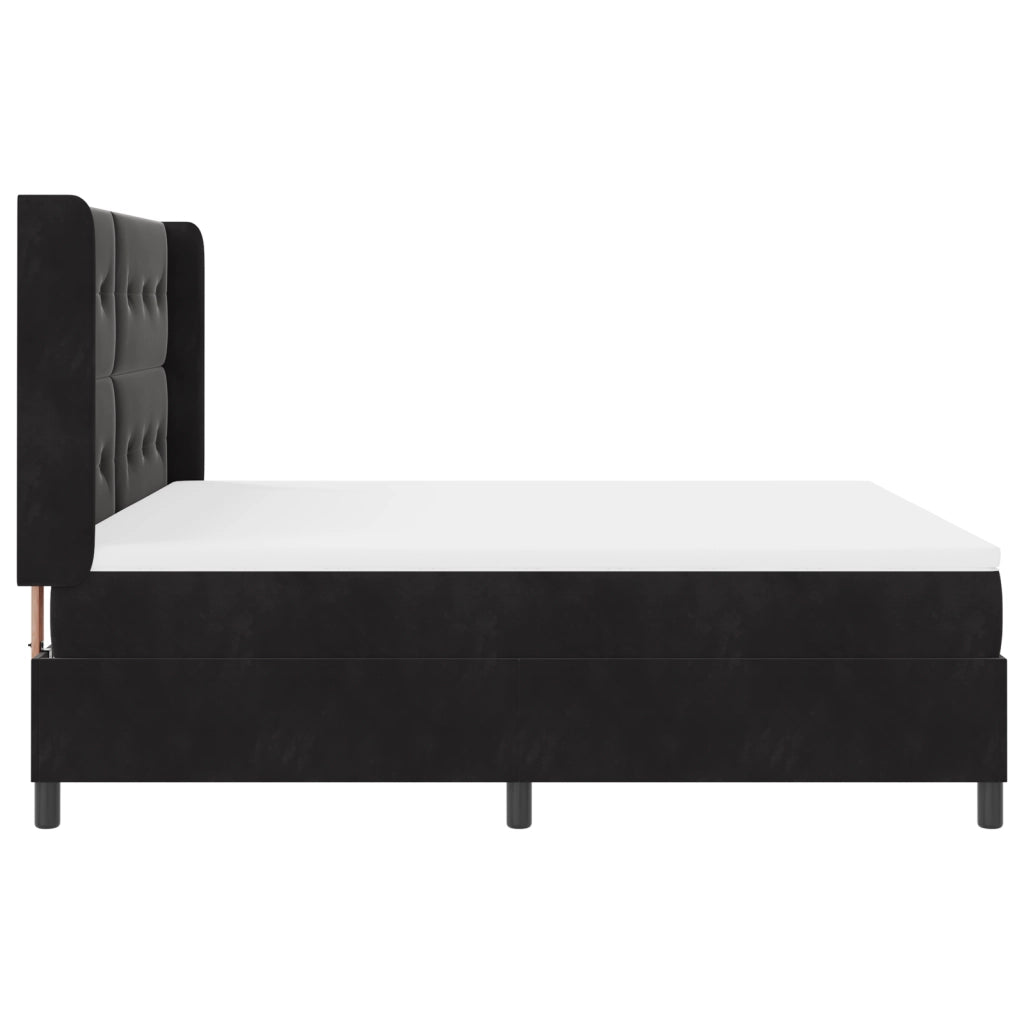 Letto Box Spring con Materasso  Nero 180x200 cm Velluto