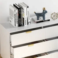Cassettiera 6 Cassetti Mobile per Camera Moderno con Maniglie e Piedi Dorati, 120 x 40 x 76,5 cm, Bianco