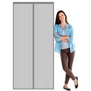 Trade Shop - Zanzariera Universale 140x240cm Grigia Chiusura Automatica Magnetica Porte Finestre 622143 -