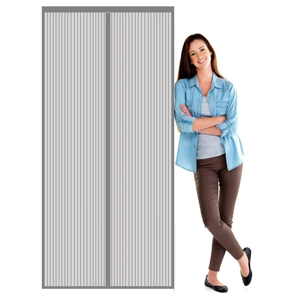 Trade Shop - Zanzariera Universale 140x240cm Grigia Chiusura Automatica Magnetica Porte Finestre 622143 -