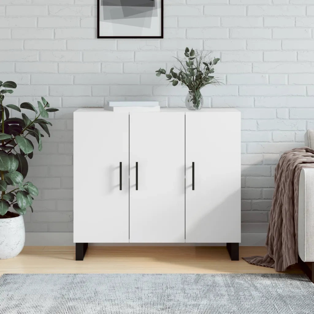 Credenza | Madia | Buffet da pranzo | Armadio da pranzo Bianca 90x34x80 cm in Legno Multistrato