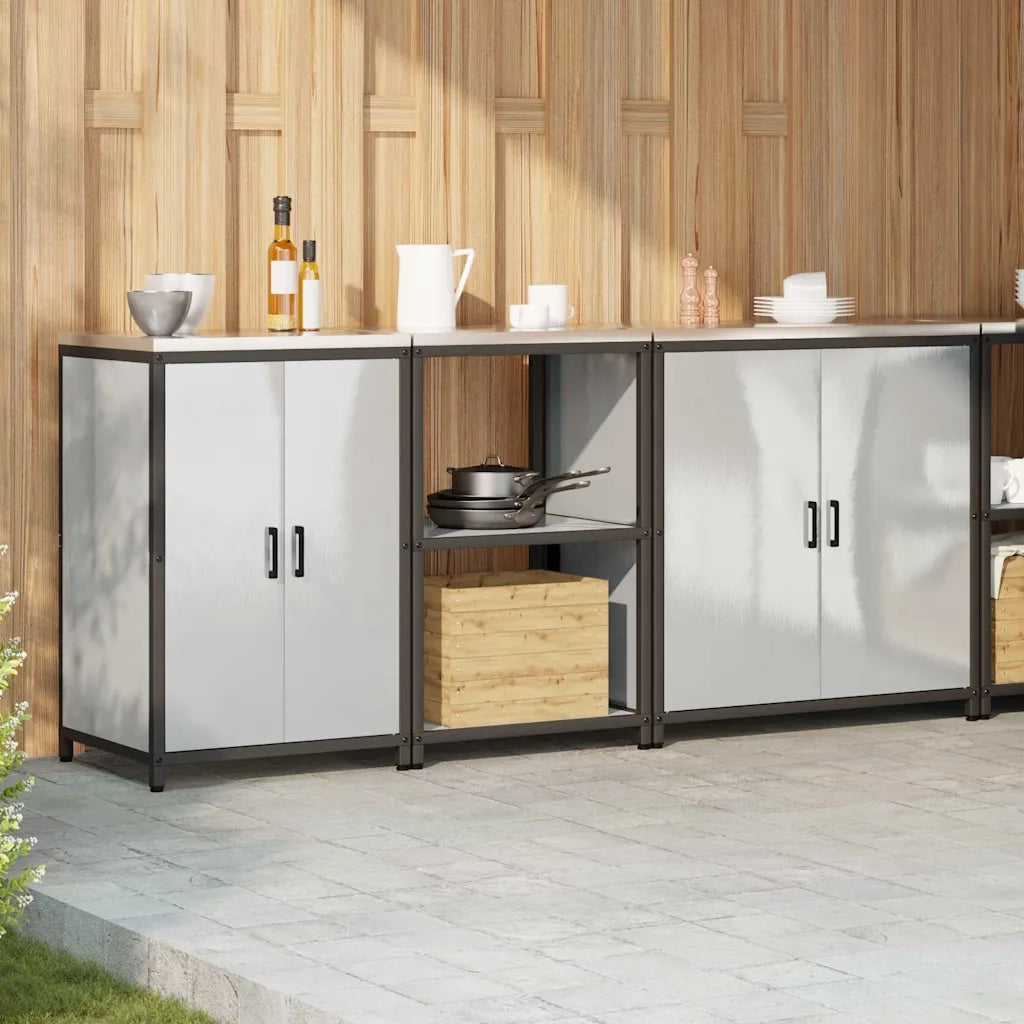 vidaXL Set di Stoccaggio per Cucina 3 pcs Argento 210 x 50 x 92 cm