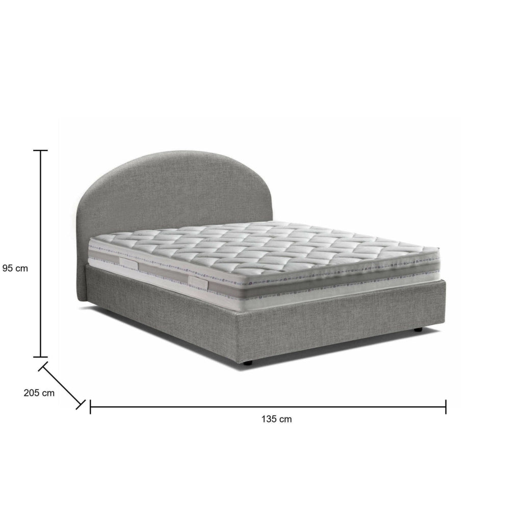 Acy, Letto Piazza e Mezza Materasso Incluso Made in Italy, Grigio