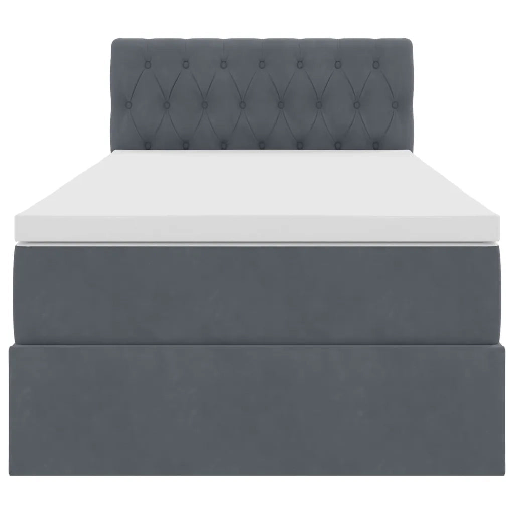 Letto con contenitore e LED Grigio scuro 90 x 200 cm Velluto 3371428