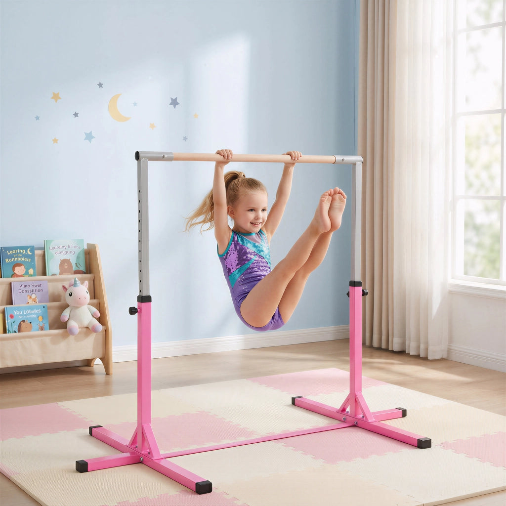 Barre per ginnastica bambini regolabile 92-150 cm ¨C zephmum ¨C rosa 194x121x150 cm