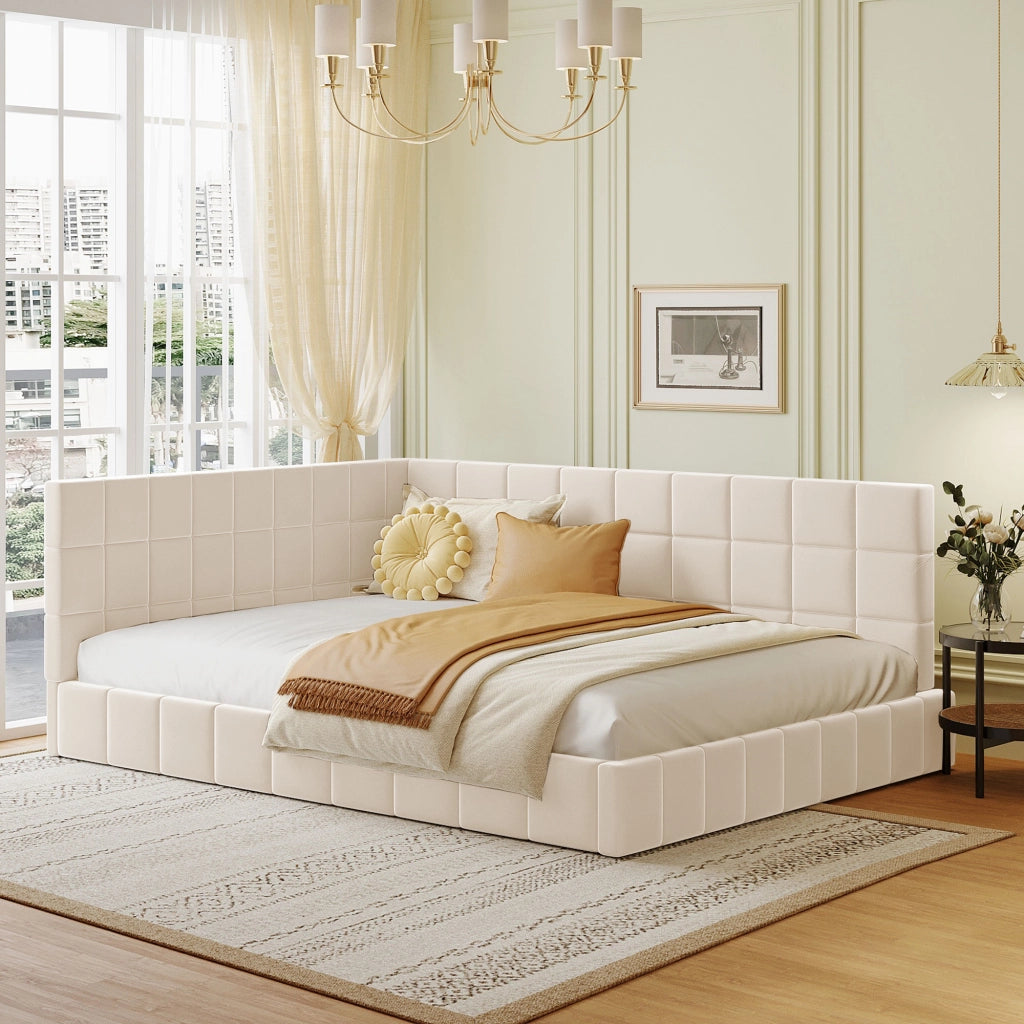 Letto poltrona multifunzione in velluto beige 140x200 cm