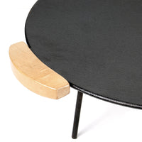 Piastra per barbecue fuoco in ghisa, liscia, rotonda Ø44cm altezza 44 cm manici in legno piedi 20 e 32cm