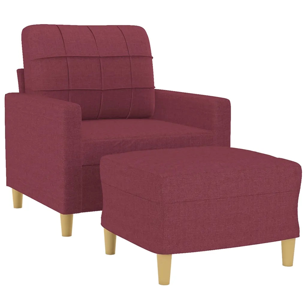 Poltrona con Poggiapiedi Rosso Vino 60 cm in Tessuto