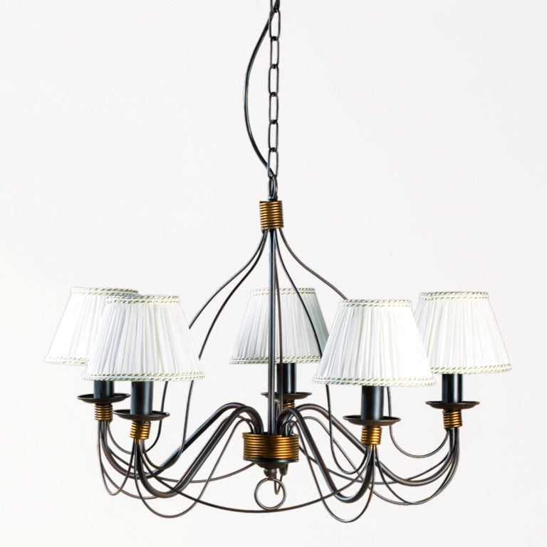 Lampadario 5 luci Fiamma Marrone con paralumi