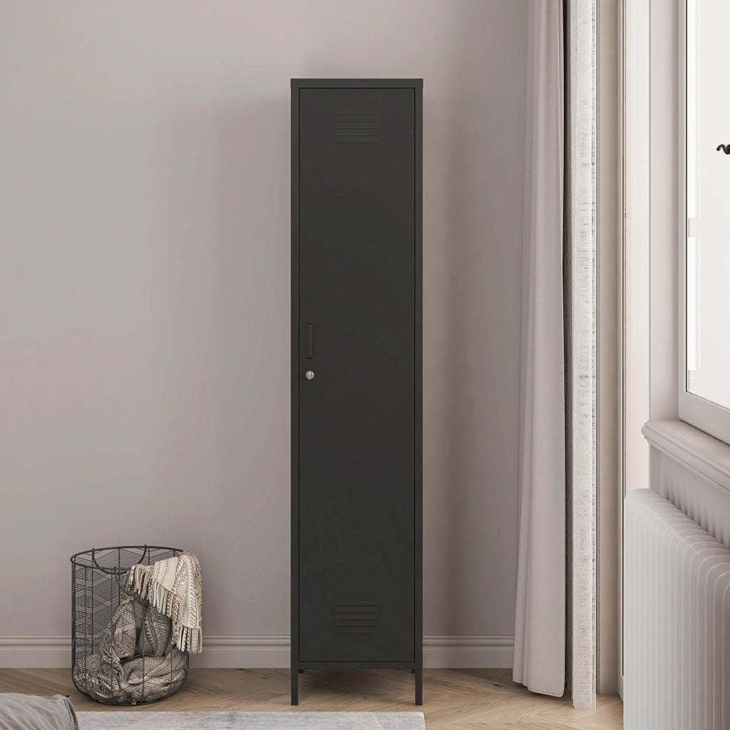 Armadio da Ufficio Seinäjoki in Acciaio 180 x 38 x 38 cm - Nero opaco [en.casa]