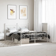 Giroletto con Testiera e Pediera Metallo Bianco 160x200 cm 374409