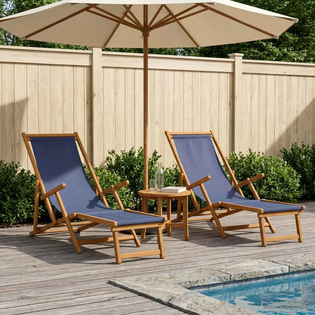 Lettino prendisole pieghevole 2 pcs 3 Posizione Blu 3407819
