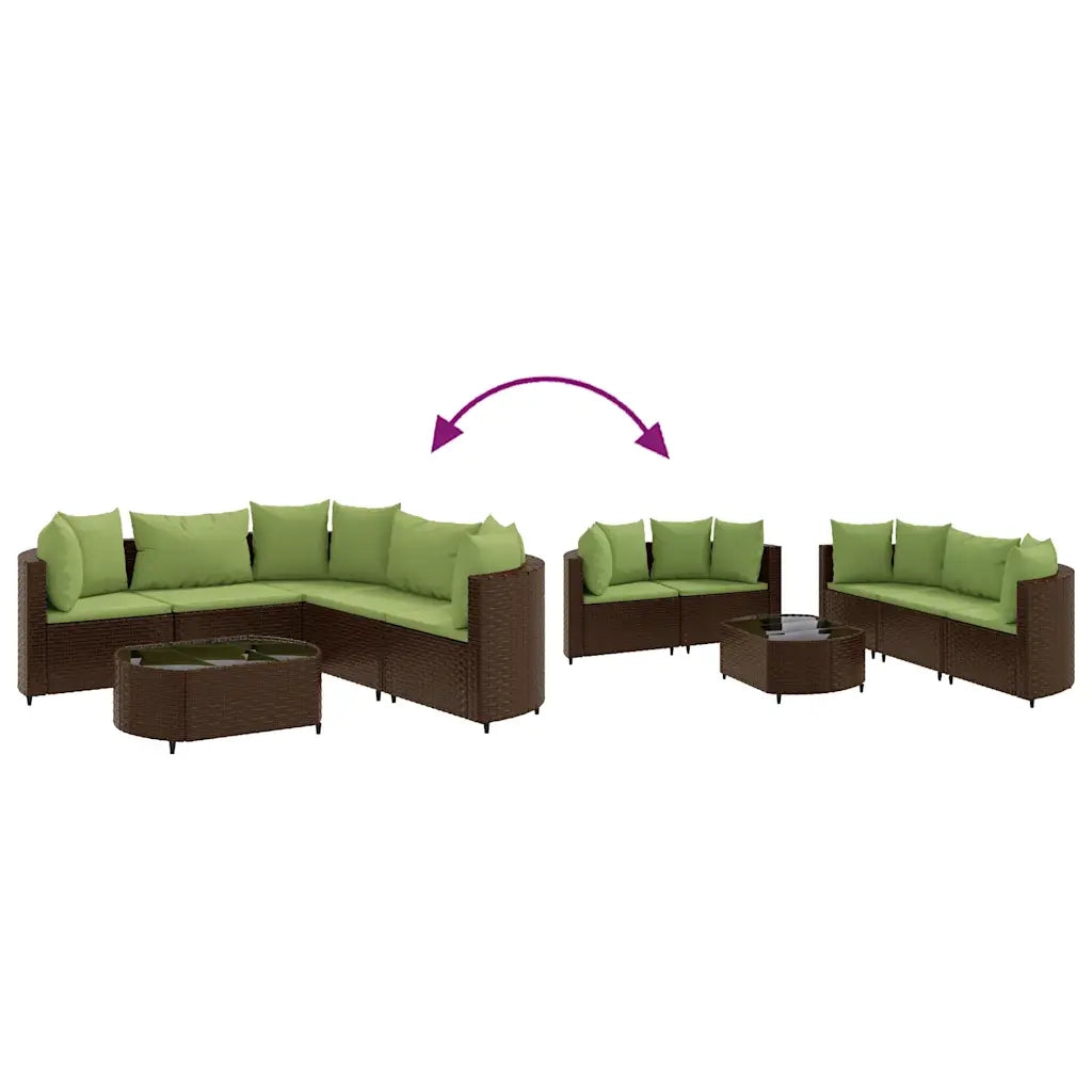 vidaXL Set Divano da Giardino 6 pz con Cuscini Marrone in Polyrattan