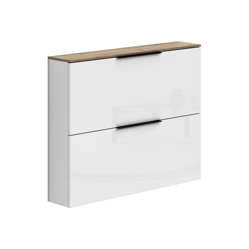Mobile Portascarpe Faloppio, Scarpiera Ripiani Made in Italy, 100x19x80h cm Bianco Lucido