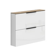 Mobile Portascarpe Faloppio, Scarpiera Ripiani Made in Italy, 100x19x80h cm Bianco Lucido