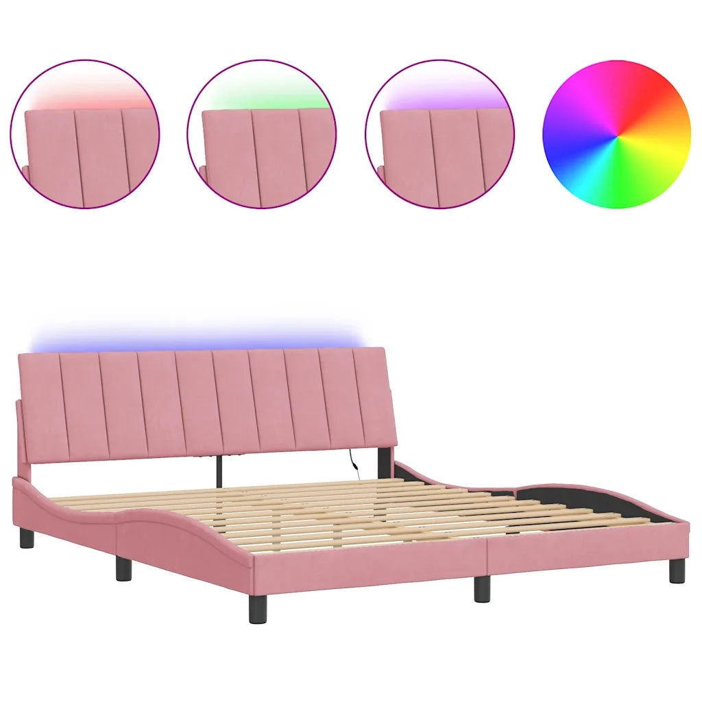 Giroletto con Luci LED Rosa 180x200 cm in Velluto