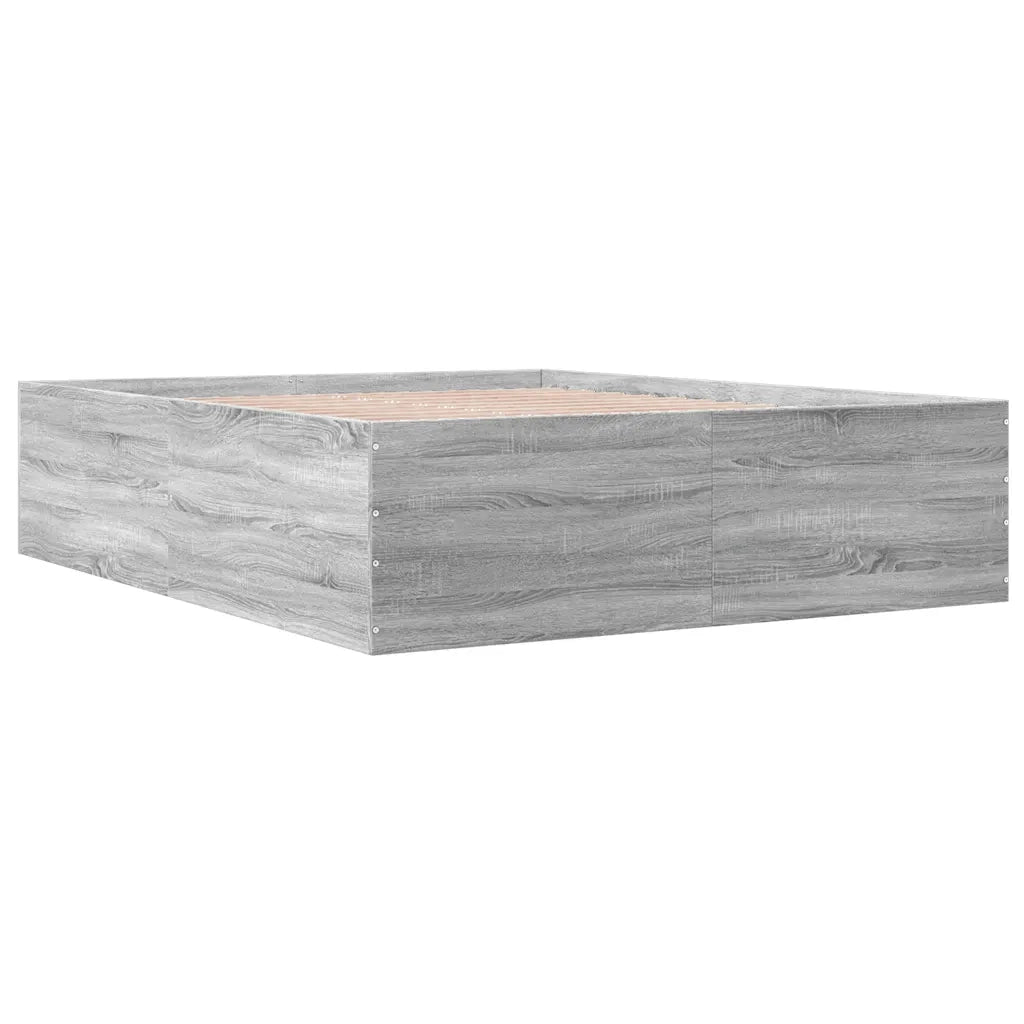 Letto matrimoniale | Letto per adulti | Giroletto Grigio Sonoma 150x200 cm in Legno Multistrato